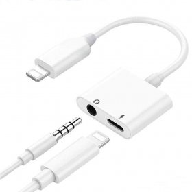 Adapter bluetooth ADP13 iš Lightning į Lightning + 3,5mm (white)