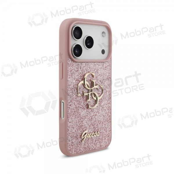 Apple iPhone 18 Pro case - Guess PU Fixed Glitter 4G Metal Logo (pink)