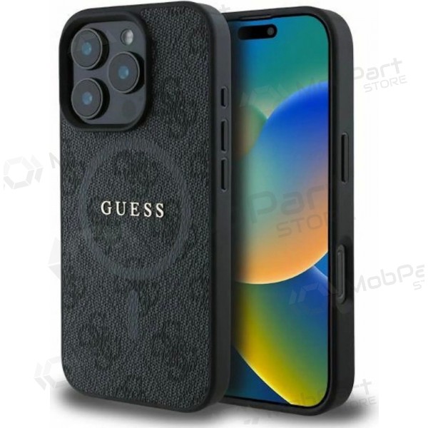 Apple iPhone 16 Pro case - Guess PU Leather 4G Colored Ring MagSafe (black)