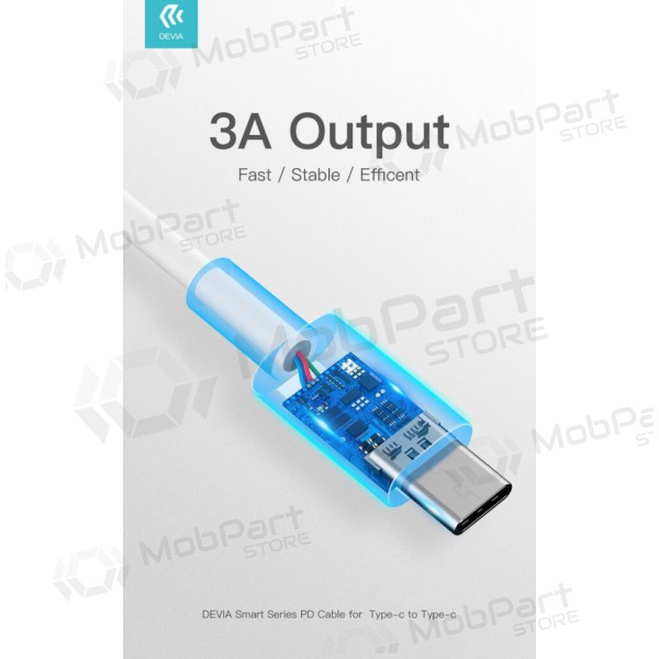 USB cable Devia Smart PD Type-C - Type-C 20V 3.0A 60W (white)