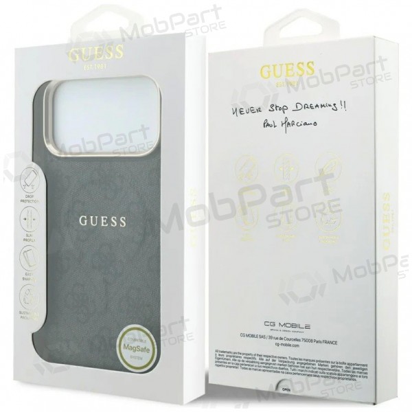 Apple iPhone 18 Pro Max case - Guess PU Leather 4G Gold Frame Embossed MagSafe (black)