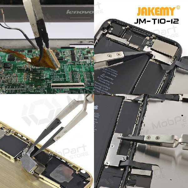 Metal antistatic tweezer Jakemy JM-T10-12 ESD (replaceable head)