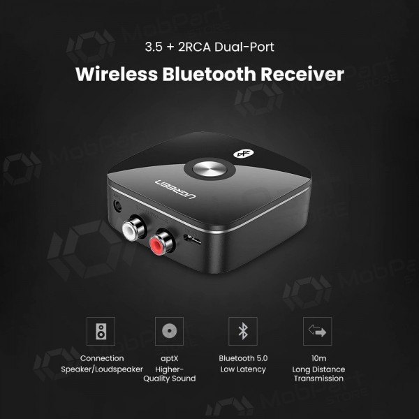 Bluetooth adapter imtuvas Ugreen CM106 2xRCA/AUX Bluetooth 5.1 black