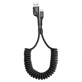 USB cable Fish Eye Spring Type-C 2.0A 1m (black) CATSR-01