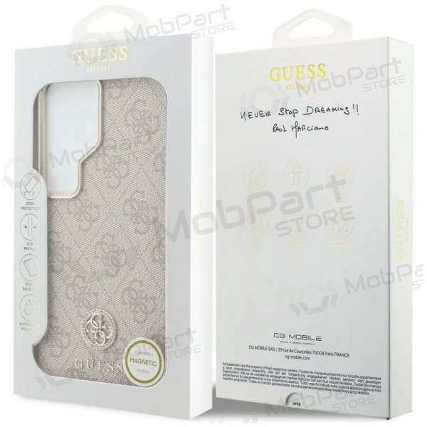 Samsung Galaxy S26 Ultra case - Guess PU Leather 4G Strass Logo Gold Frame Magnetic (pink)