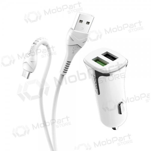 Charger automobilinis Hoco Z31 Quick Charge 3.0 (3.4A) x 2 USB + microUSB (white)