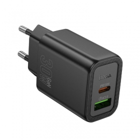 Phone charger Hoco N63 30 W GaN USB-C + USB-A black
