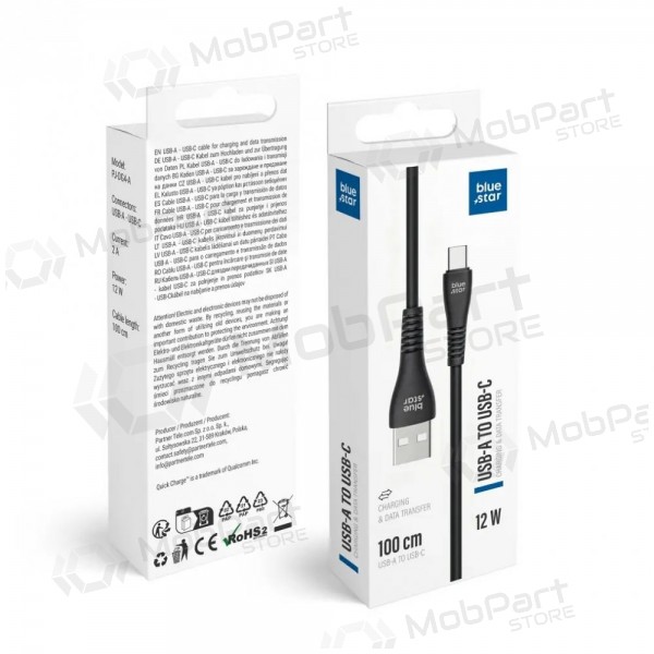 Lightning cable Blue Star PJ-DG4-A USB-A to Lightning 1 m black