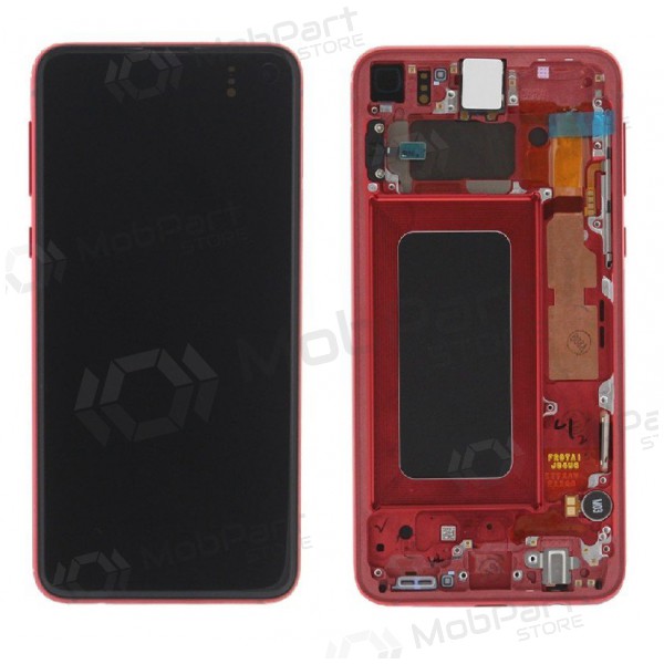 Samsung G970F Galaxy S10e screen (Cardinal Red) (with frame) (used grade A, original)