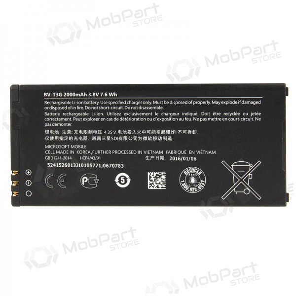 Microsoft Lumia 650 battery / accumulator (BV-T3G) (2000mAh) Microsoft Lumia 650 battery / accumulator (BV-T3G) (2000mAh)