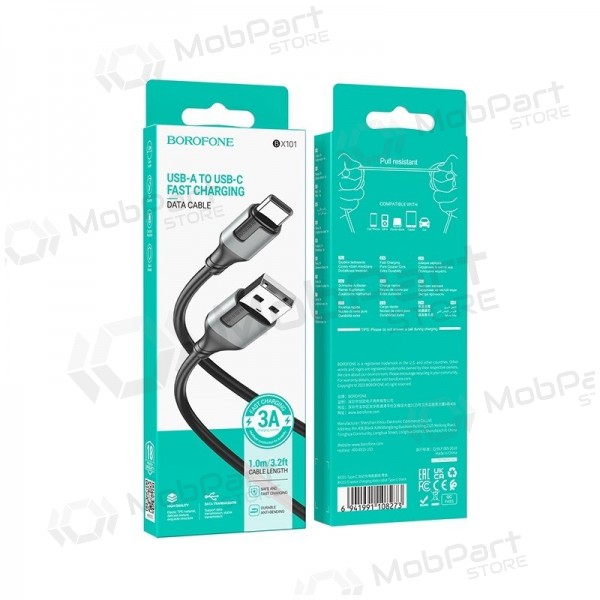 USB cable Borofone BX101 USB-A to USB-C 1.0m black