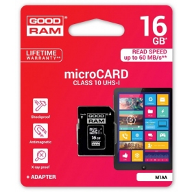 Memory card GOODRAM MicroSD 16Gb (class 10) + SD adapter