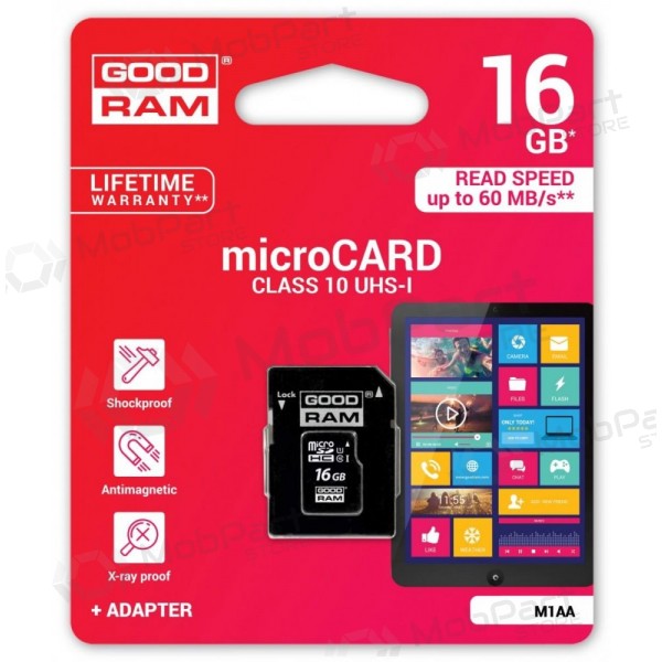Memory card GOODRAM MicroSD 16Gb (class 10) + SD adapter