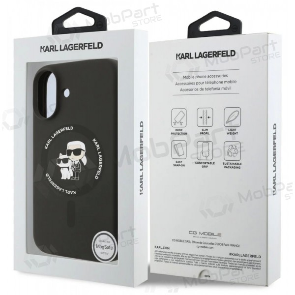 Apple iPhone 17 case -Karl Lagerfeld Liquid Silicone Karl and Choupette MagSafe- (black)