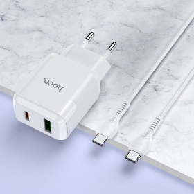 Charger Hoco N5 USB Quick Charge 3.0 + PD 20W (3.1A) + Type-C-Type-C (white)