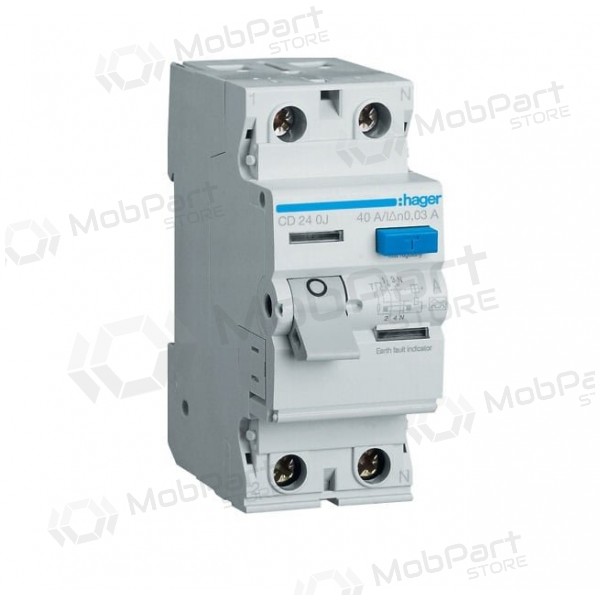 Current drain relay Hager CD240J (A, 40A, 2P, 30mA, 230V)