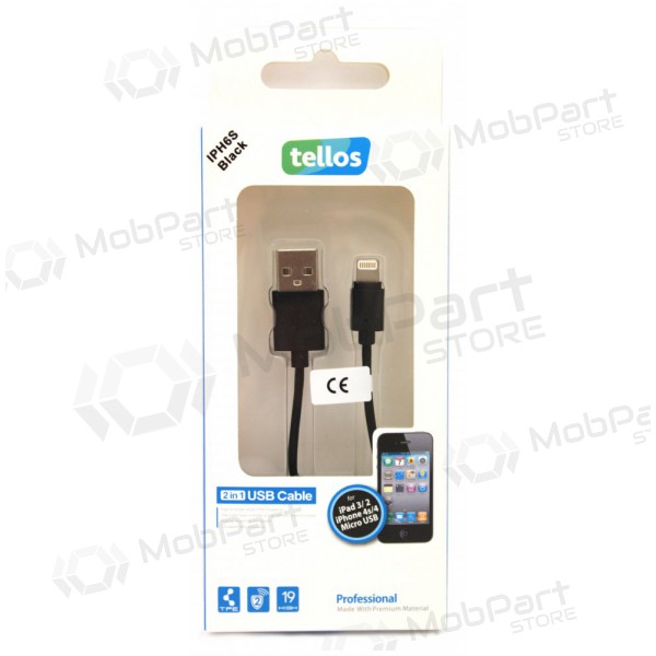 USB cable Tellos Professional Lightning (black) 1.0m