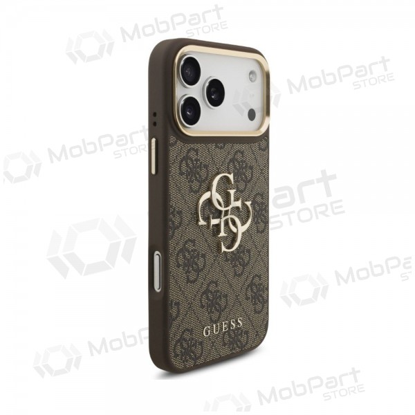 Apple iPhone 18 Pro Max case - Guess PU Leather 4G Metal Logo Gold Frame (brown)