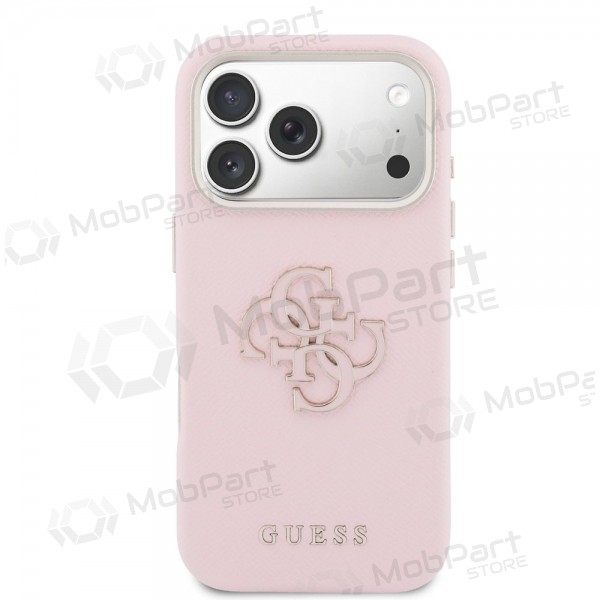 Apple iPhone 17 Pro Max case - Guess PU Grained 4G Resin Metal Logo (pink)