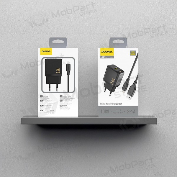 Dudao A23L 12 W USB-A phone charger with USB-A to Lightning cable 1 m black