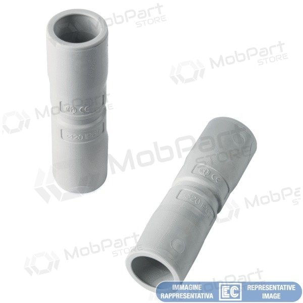 Straight connector Elettrocanali EC74025 (D25, grey (RAL7035), flared end, halogen-free)