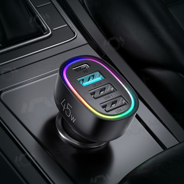 Charger automobilinis Joyroom JR-CL09 LED 4xUSB (PD, QC) 45W (black)
