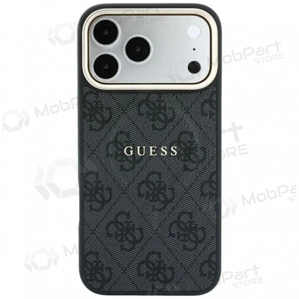Apple iPhone 18 Pro Max case - Guess PU Leather 4G Gold Frame Embossed MagSafe (black)