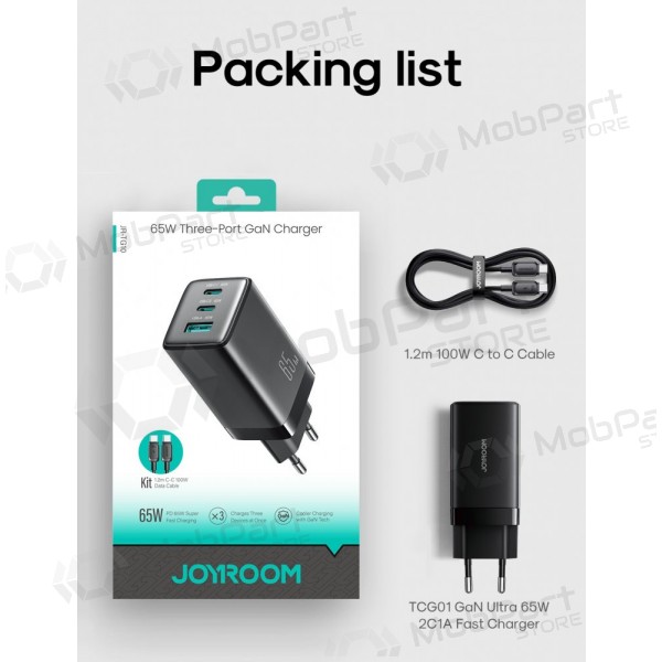Phone charger Hoco N66 35 W GaN USB-C + USB-A with Lightning cable 1 m white