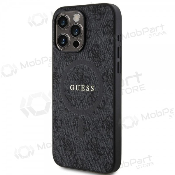 Apple iPhone 15 Pro Max case -Guess PU Leather 4G Colored Ring MagSafe- (black)