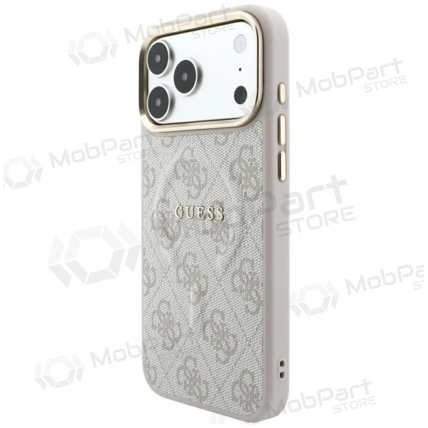 Apple iPhone 18 Pro case - Guess PU Leather 4G Gold Frame Embossed MagSafe (pink)