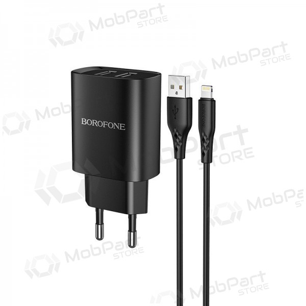 Charger Borofone BN2 2xUSB 2.1A + Lightning (black)