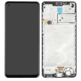 Ekranas Samsung A217F A21s su lietimui jautriu stikliuku and rėmeliu Black original