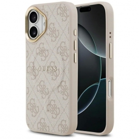 Apple iPhone 17 case -Guess PU Leather 4G Gold Frame MagSafe-