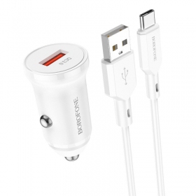 Charger automobilinis Borofone BZ18 Quick Charge 3.0 18W + Type-C (white)