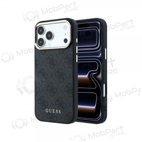 Apple iPhone 18 Pro case - Guess PU Leather 4G Gold Frame MagSafe (black)