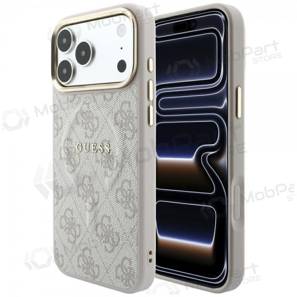 Apple iPhone 18 Pro case - Guess PU Leather 4G Gold Frame Embossed MagSafe (pink)