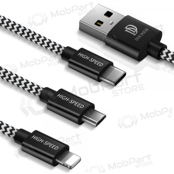 USB cable Dux Ducis K-ONE 3in1 microUSB-Lightning-Type-C fastcharging 1.2m