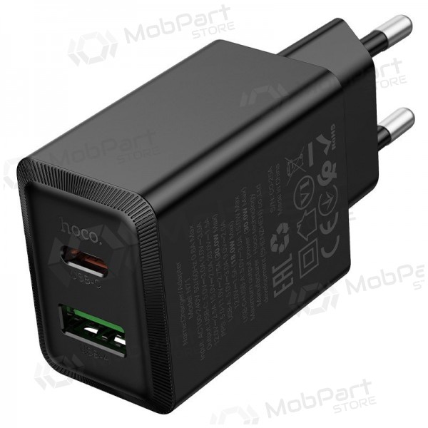 Phone charger Hoco N71 30 W GaN USB-C + USB-A black