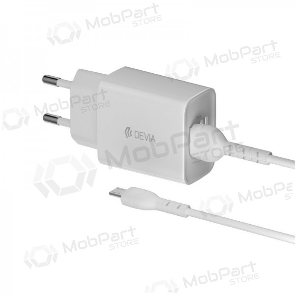 Charger Devia Smart x 2 USB (2.4A) + MicroUSB, (white)