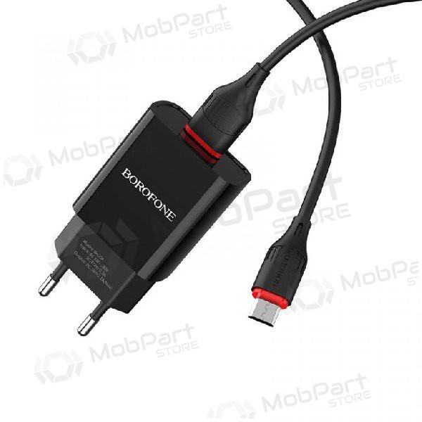 Charger BOROFONE BA20A Sharp USB + microUSB cable (5V 2.1A) (black)