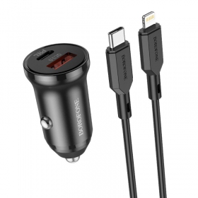 Charger automobilinis Borofone BZ18A USB-A/Type-C PD20W+QC3.0 + Lightning (black)