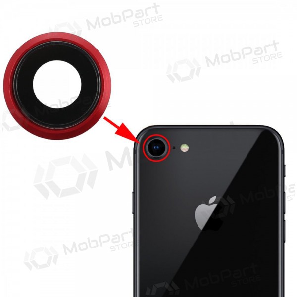 Apple iPhone 8 / SE 2020 / SE 2022 camera glass / lens (red) (with frame) Apple iPhone 8 / SE 2020 / SE 2022 camera glass / lens (red) (with frame)