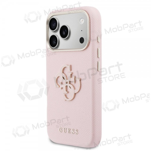 Apple iPhone 17 Pro Max case - Guess PU Grained 4G Resin Metal Logo (pink)