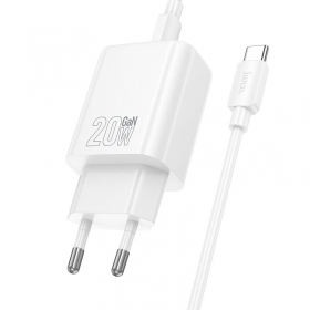 Phone charger Hoco N60 GaN USB-C with USB-C cable 1 m white