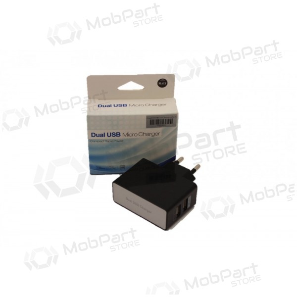 Charger (USB) (dual) (1A+2A) (black)