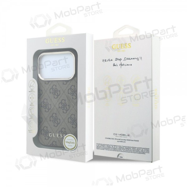 Apple iPhone 18 Pro Max case - Guess PU Leather 4G Gold Frame MagSafe (brown)