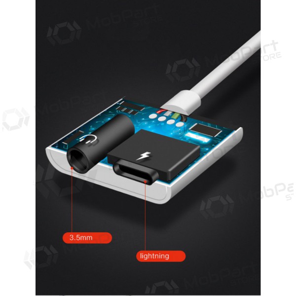 Adapter bluetooth ADP13 iš Lightning į Lightning + 3,5mm (white)