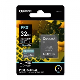 Memory card Platinet MicroSD 32GB (class10 UHS-I 70MB/S) + SD Adapter