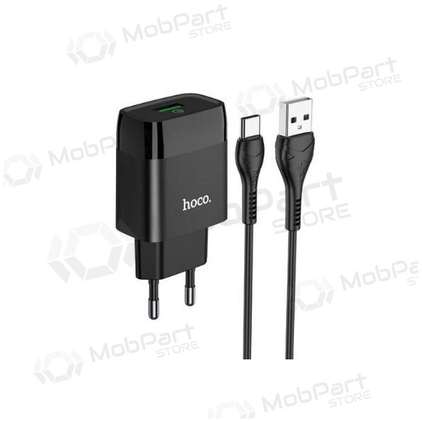 Charger HOCO C72Q Glorious USB + type-C cable (QC3.0) (black)