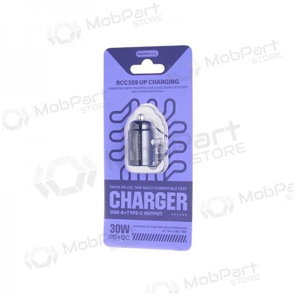 Car phone charger Remax RCC359 30 W USB-C + USB-A black